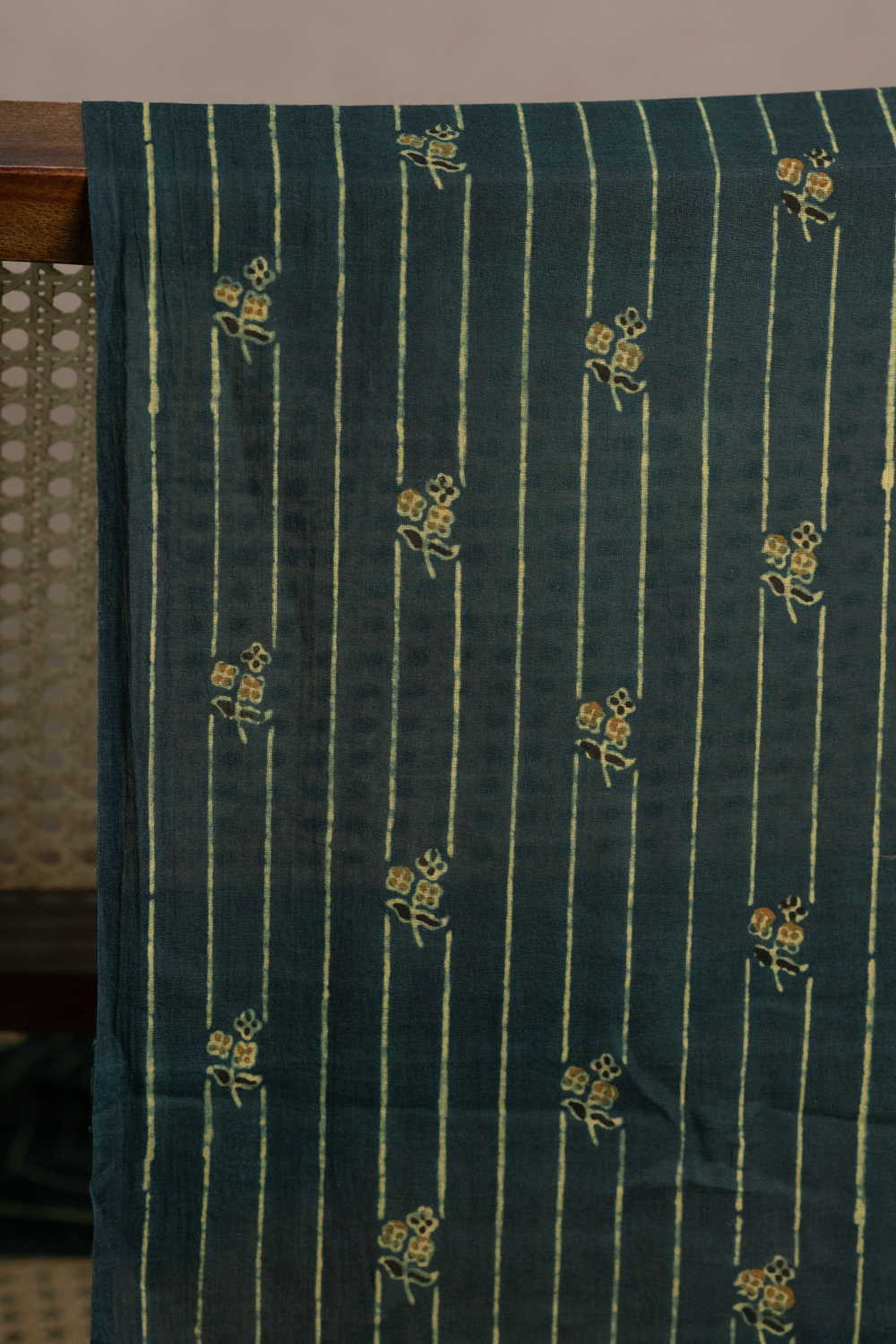 Bottle Green Ajrak Mul Cotton Fabric