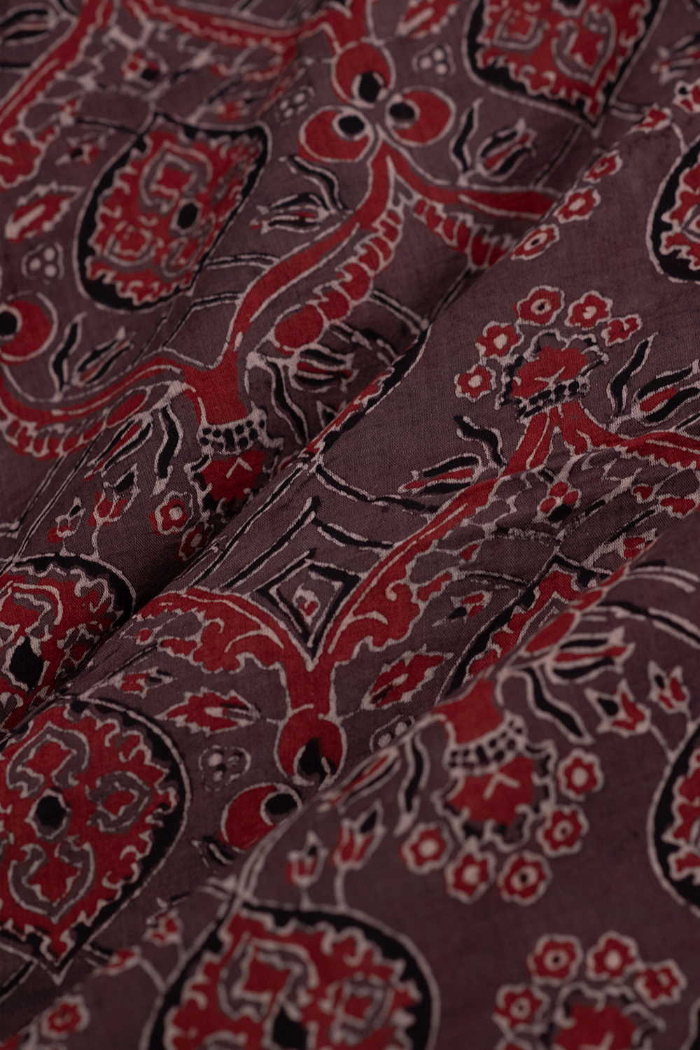 Mild Brown Ajrak Mul Cotton Fabric - Image 3