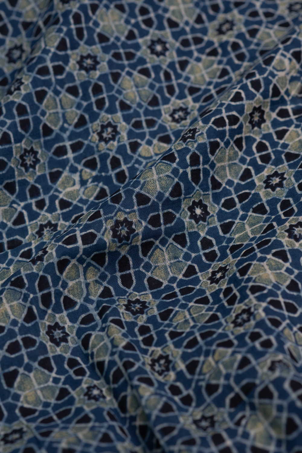 Indigo - Pattern Ajrak Mul Cotton Fabric - Image 3