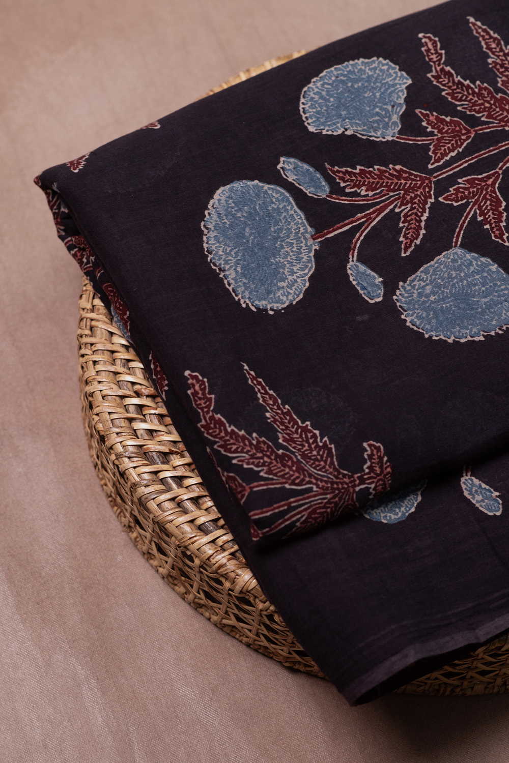 Vintage Floral Ajrak Mul Cotton Fabric - Image 2