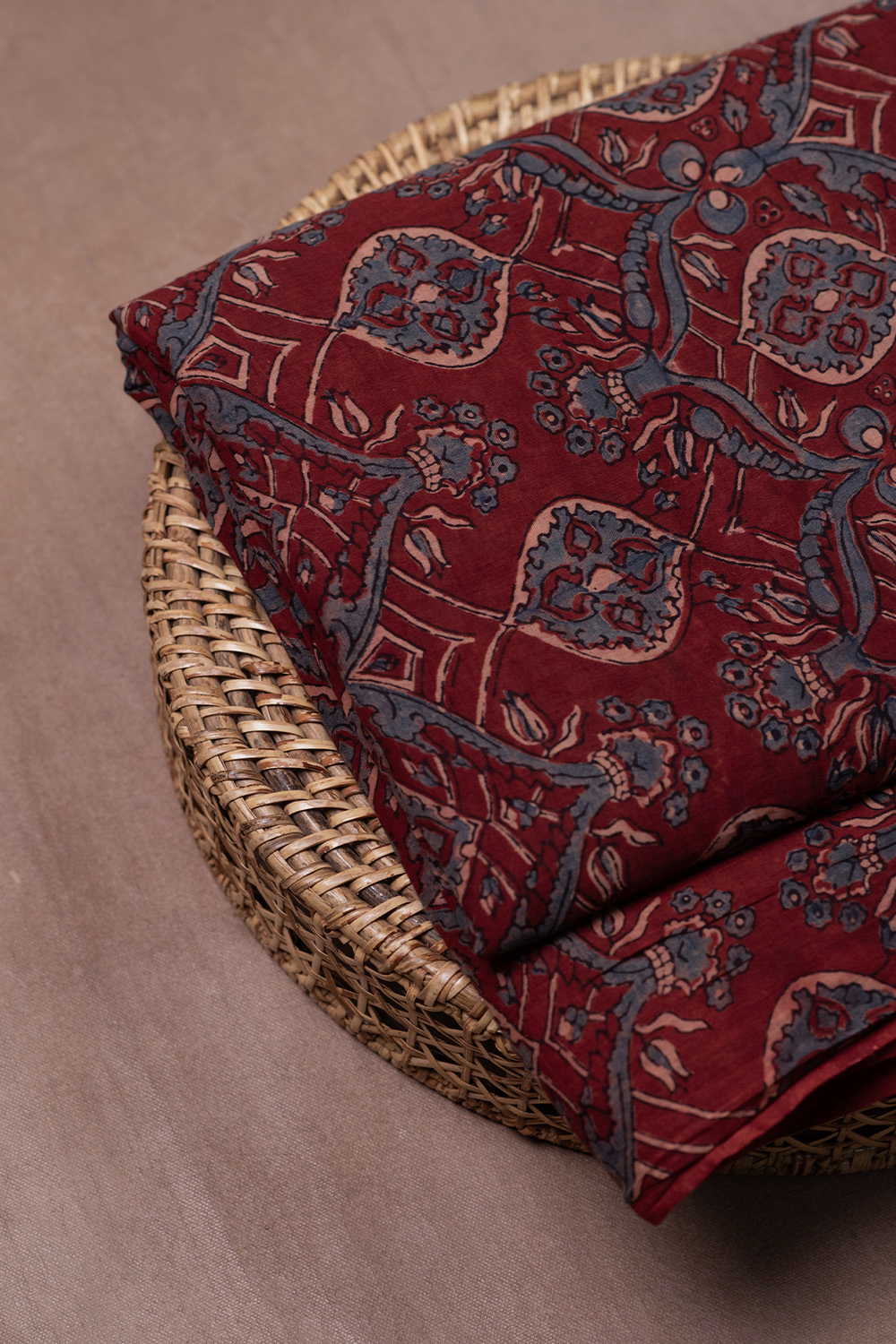 Maroon Ajrak Mul Cotton Fabric