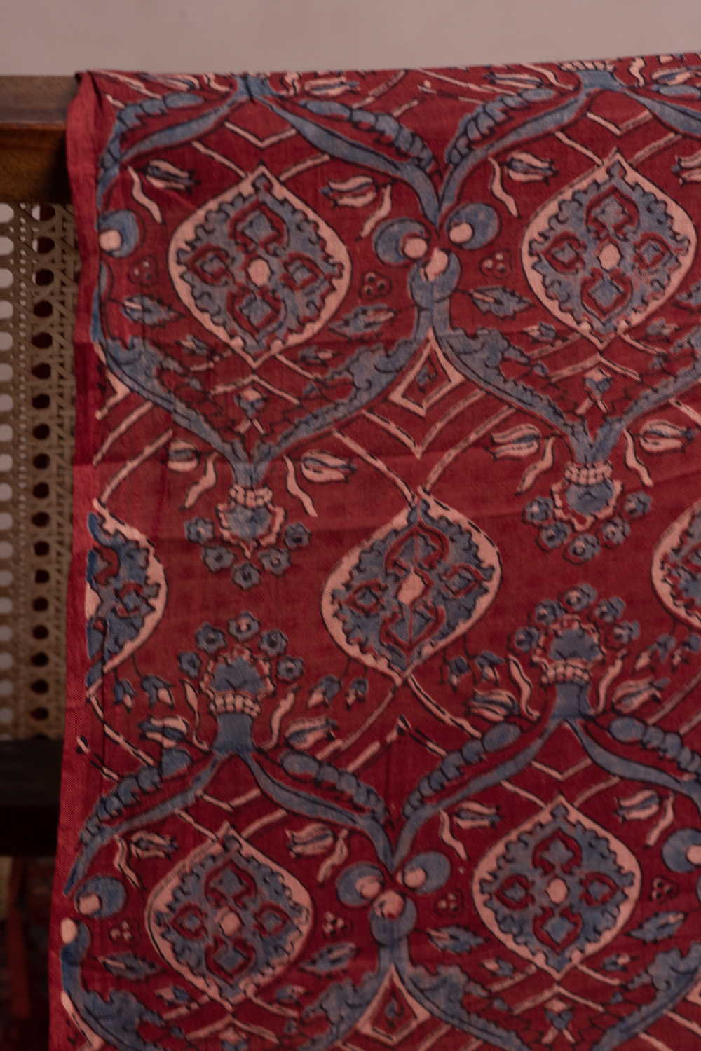 Maroon Ajrak Mul Cotton Fabric - Image 2