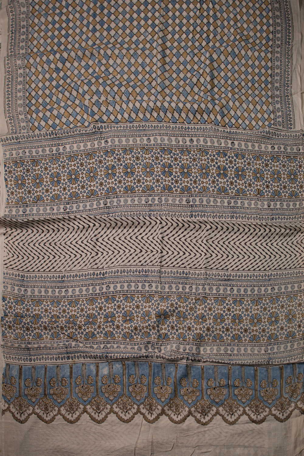 Colorful Checks Ajrak Mul Cotton saree - Image 2