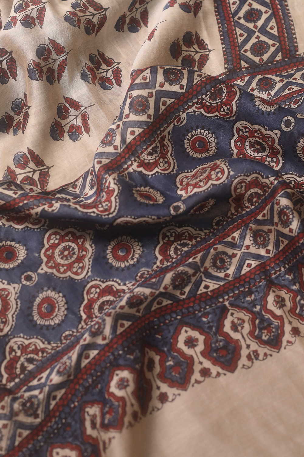 Tri-Bloom Ajrak Silk Cotton Stole - Image 3