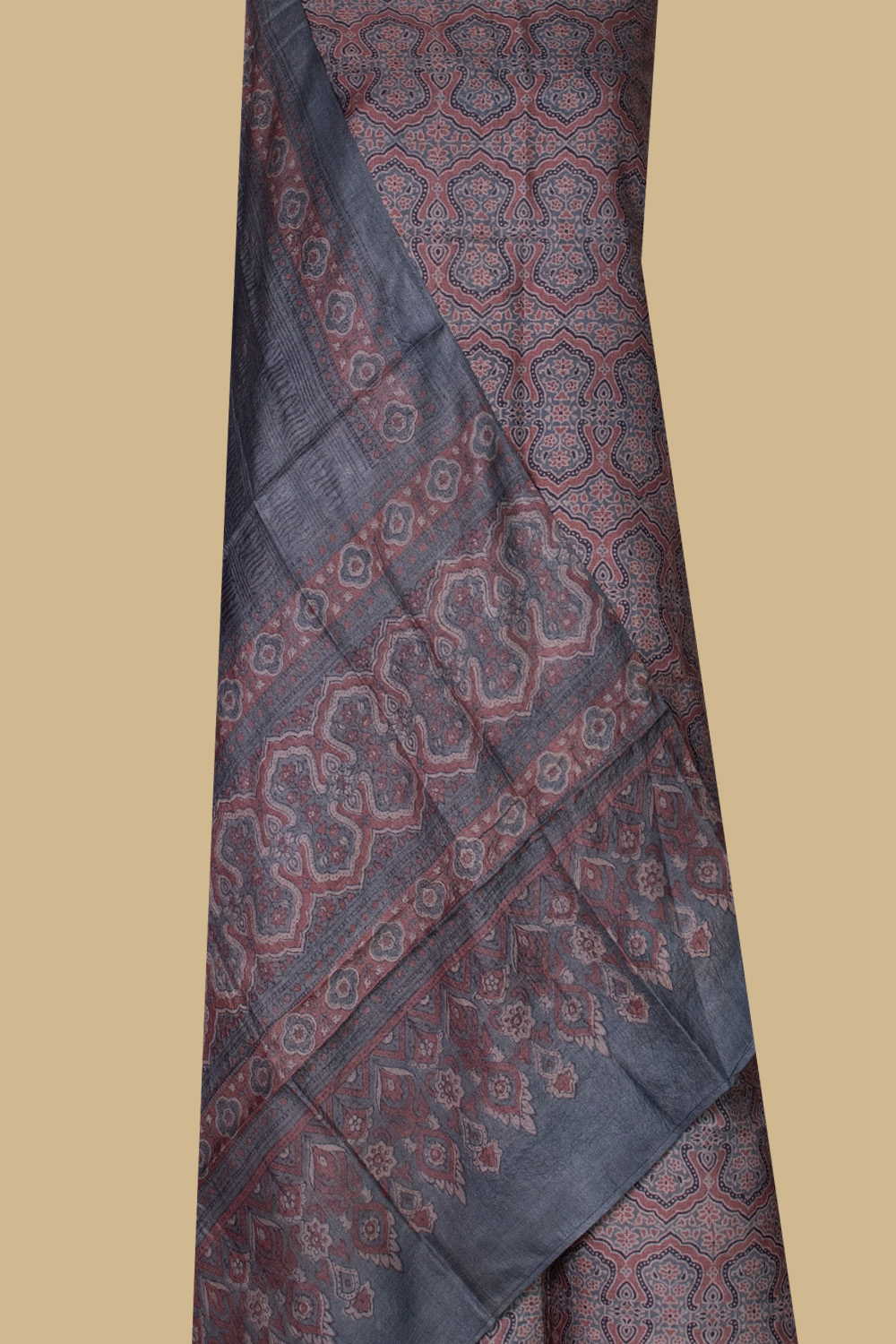 Intricate Design on India Ajrak Tussar Suit