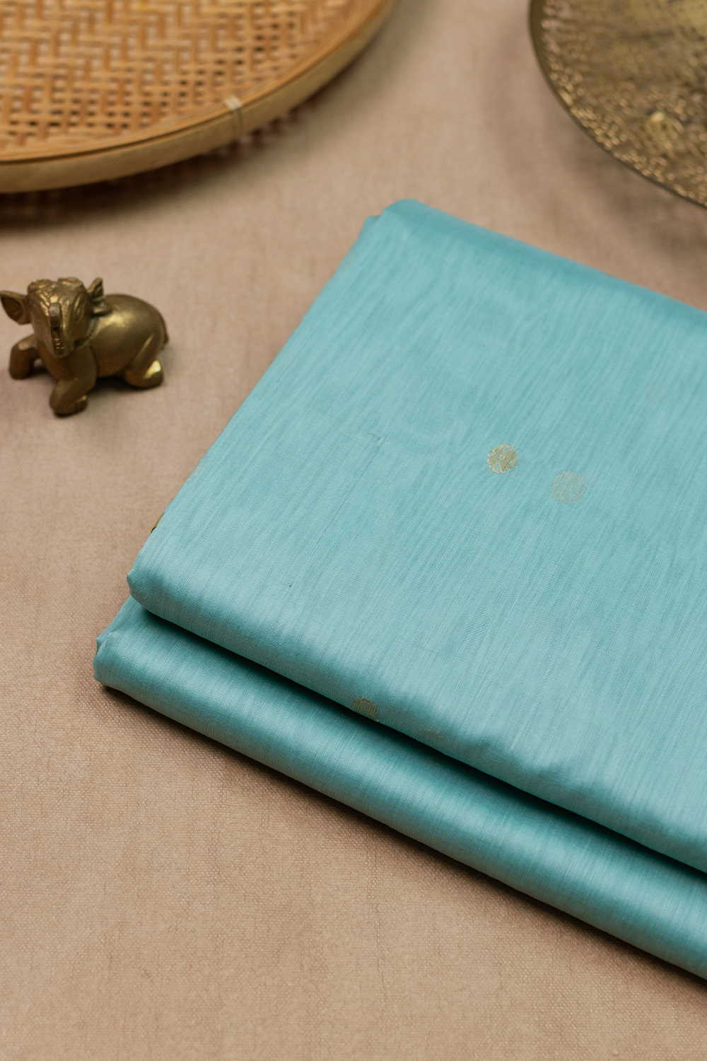 Aqua Blue Chanderi Silk Cotton Fabric - 1.45m