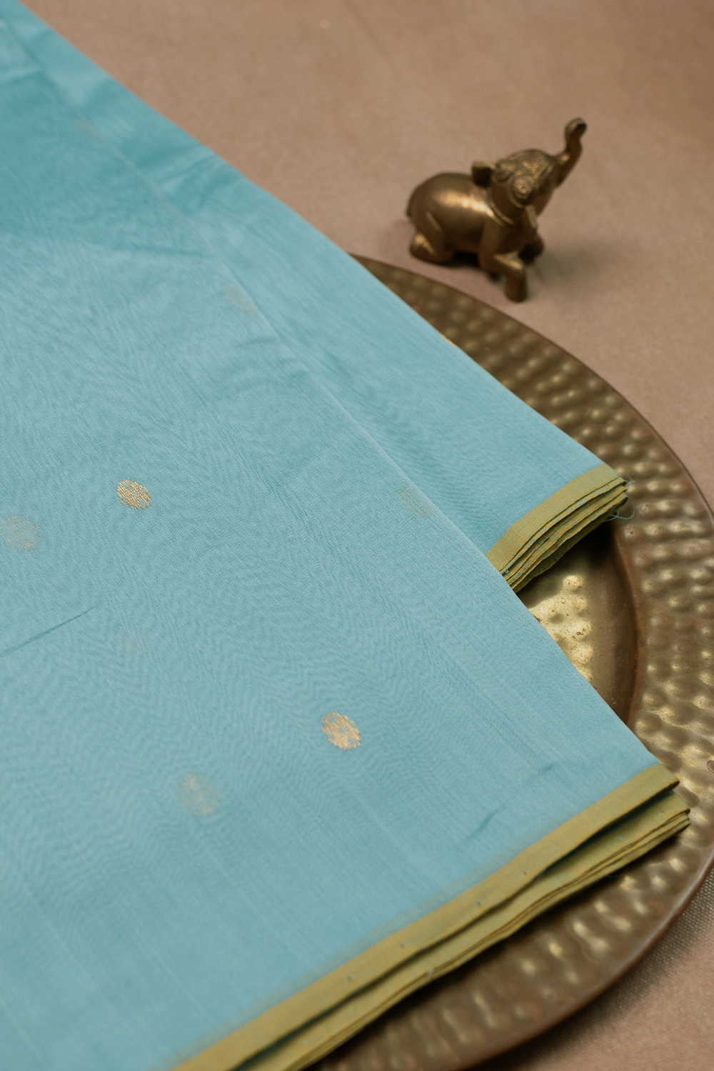 Aqua Blue Chanderi Silk Cotton Fabric - 1.45m - Image 2