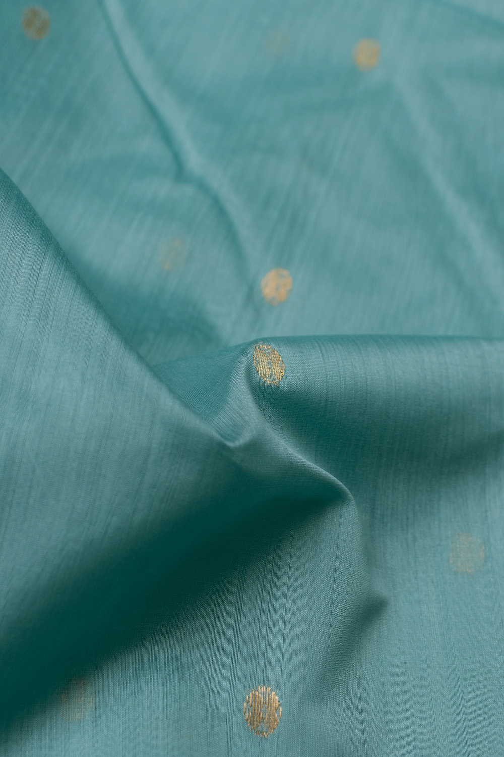 Aqua Blue Chanderi Silk Cotton Fabric - 1.45m - Image 3