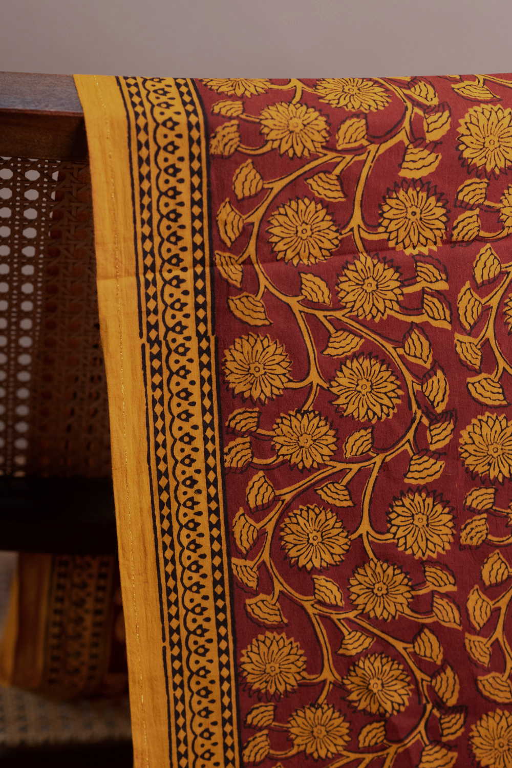 Yellow Floral Bagh Cotton Fabric
