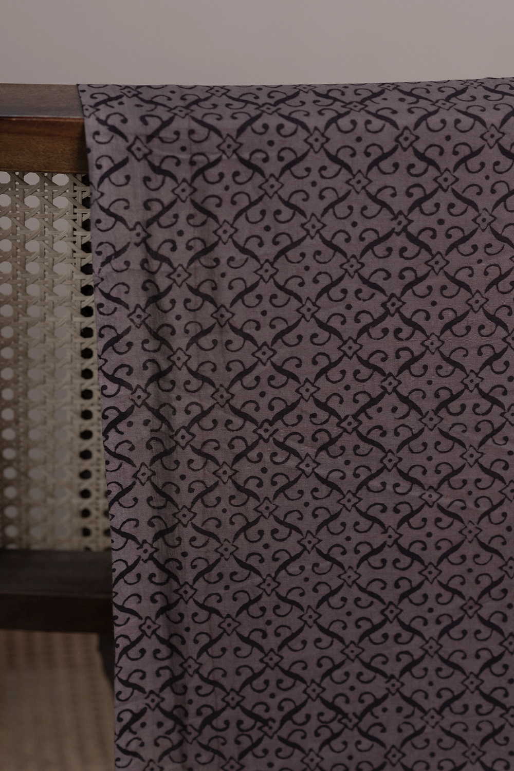 Checked on Grey Bagh Cotton Fabric - Image 2