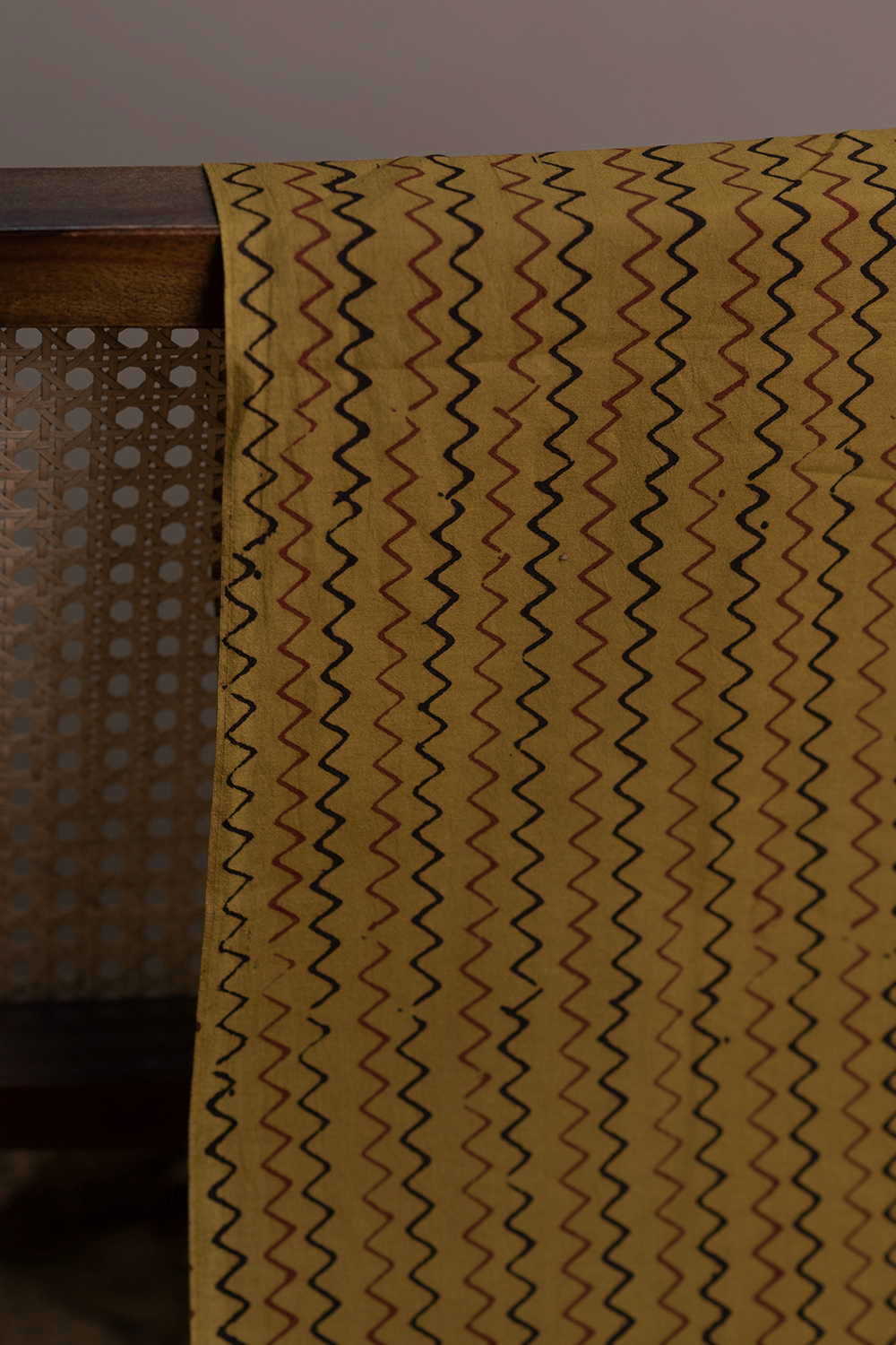 Chevron on Mustard Yellow Bagh Cotton Fabric