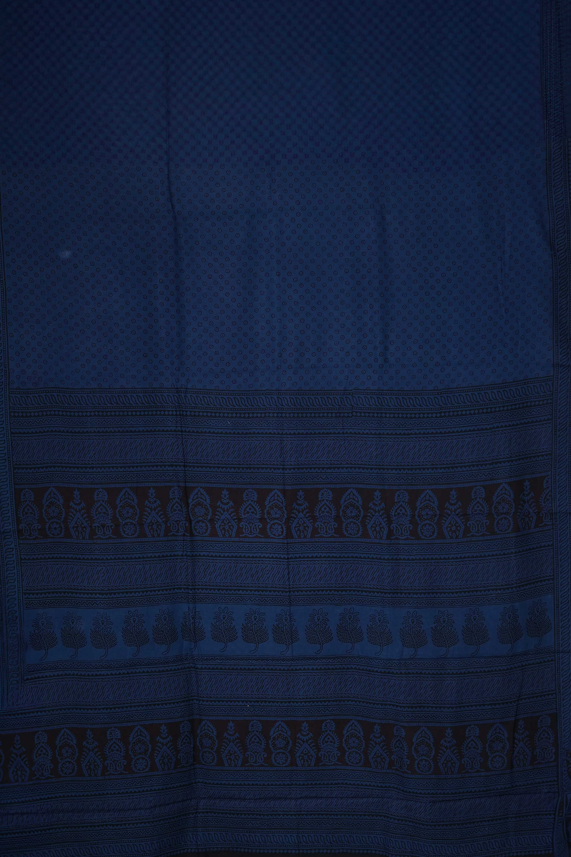 Poppy Blue Bagh Cotton saree - Image 2