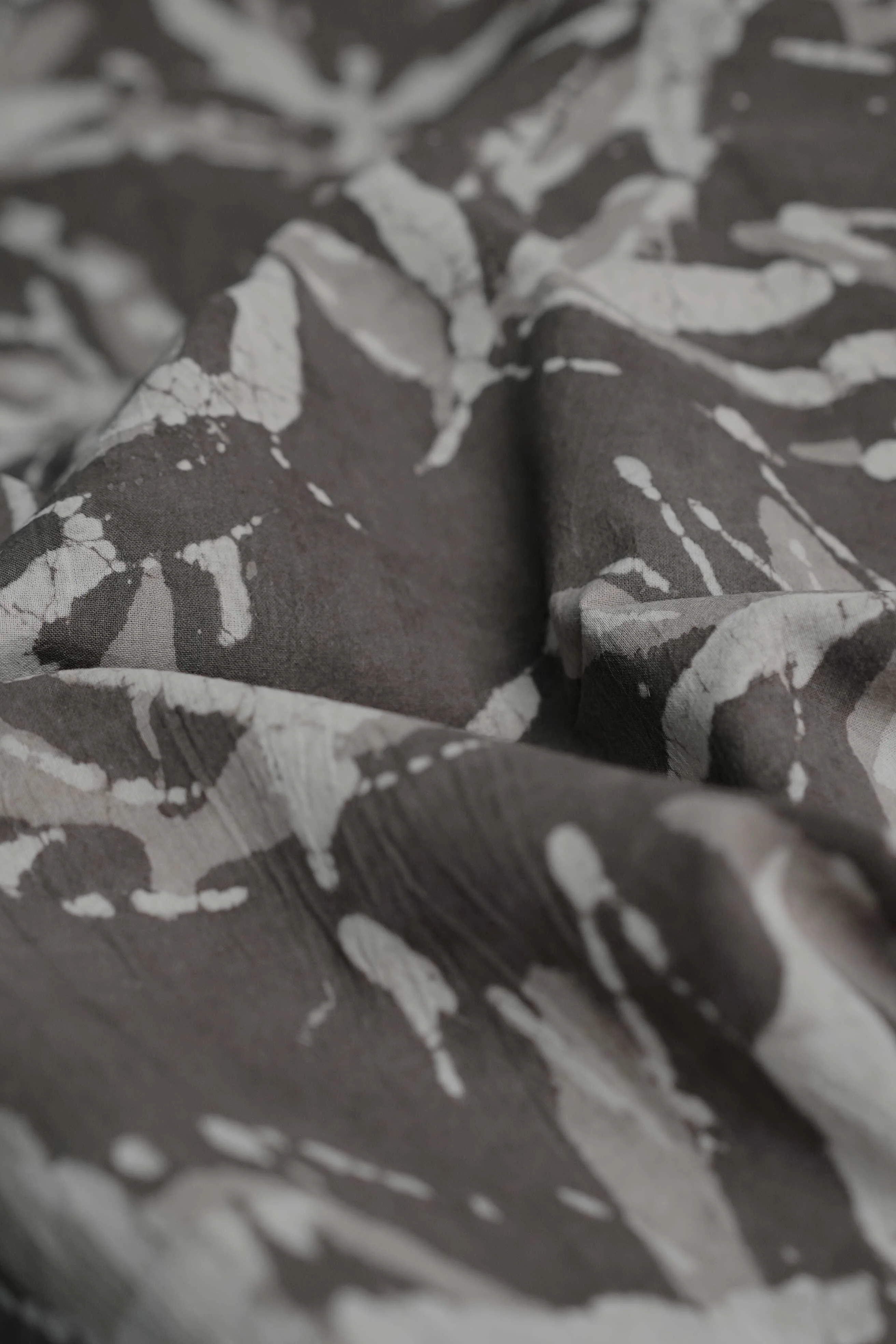 Elephant Grey Dabu Cotton Fabric - Image 2