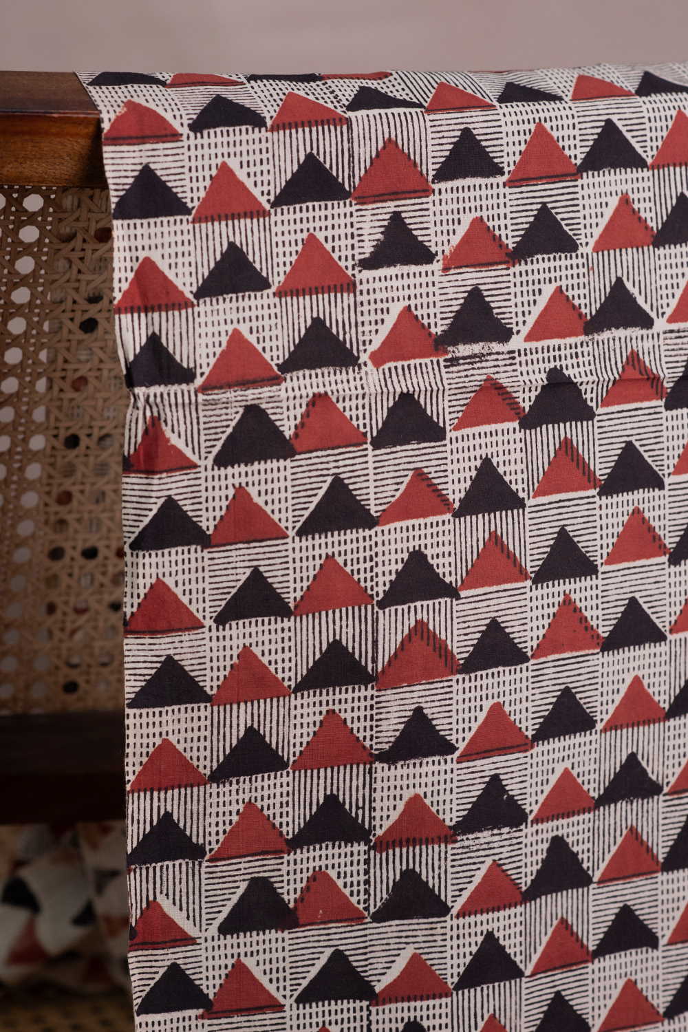 Terra Triangles Bagru Cotton Fabric - Image 2