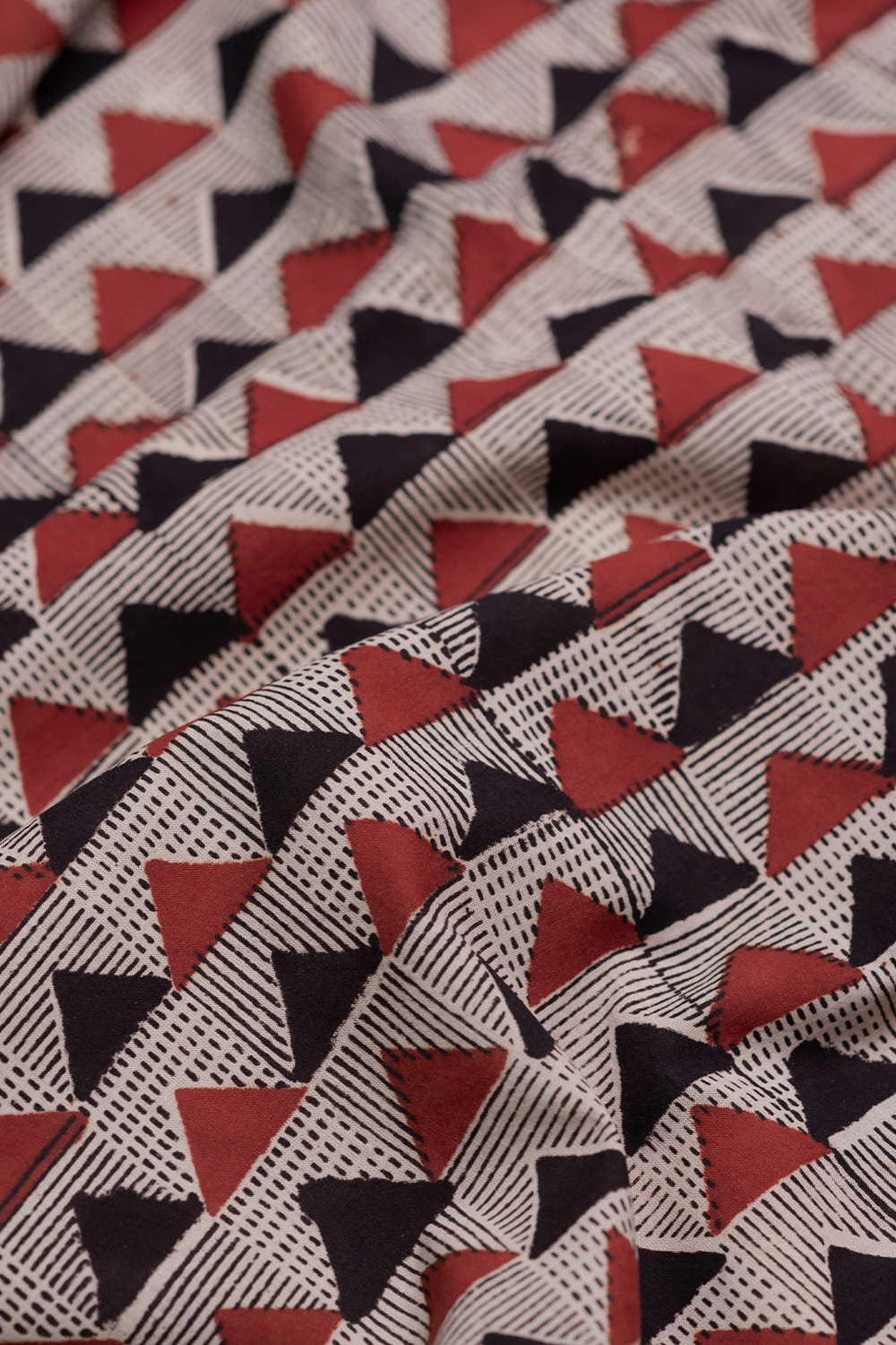 Terra Triangles Bagru Cotton Fabric - Image 3