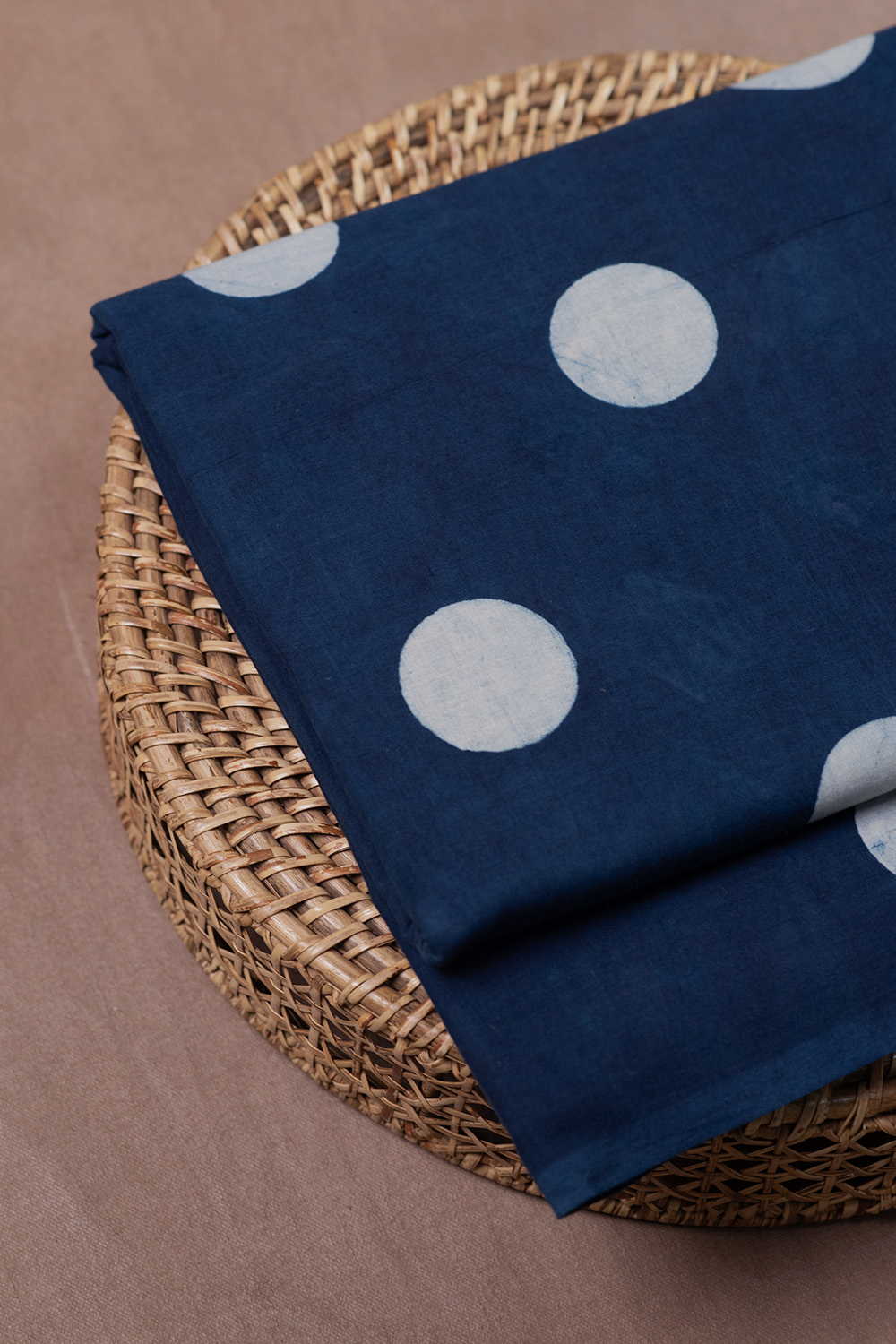 Indigo with Polka Bagru Cotton Fabric