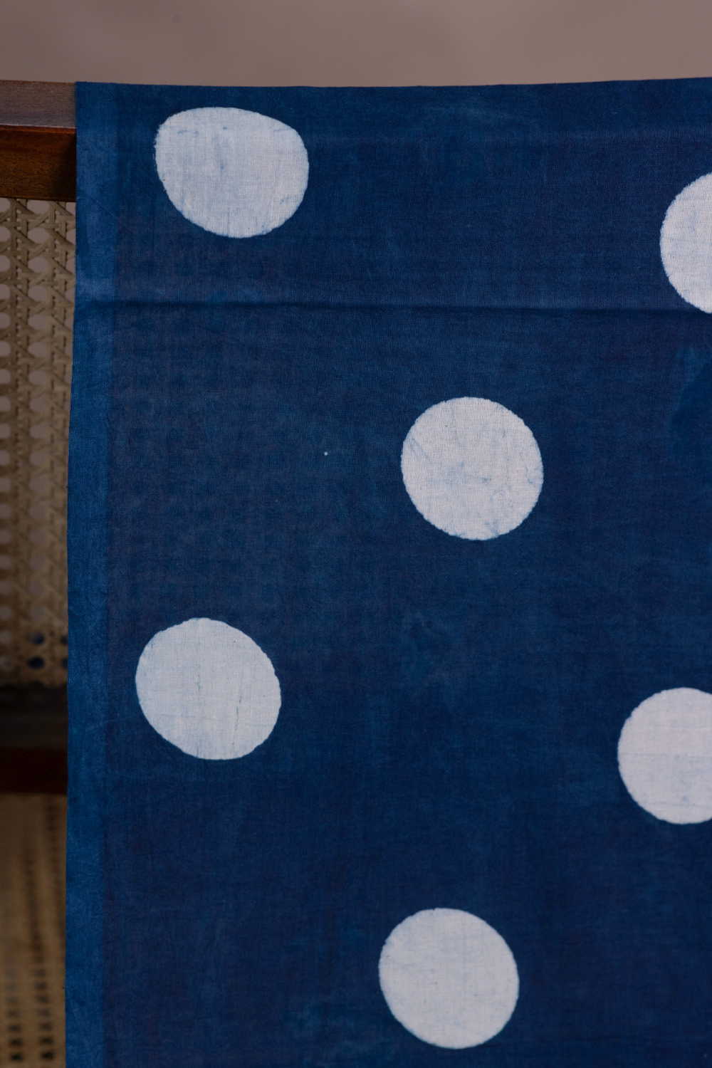 Indigo with Polka Bagru Cotton Fabric - Image 3
