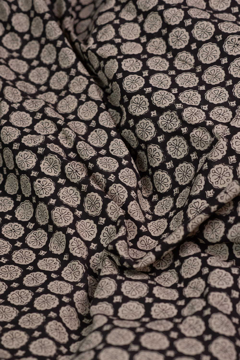 Black - Circle Bagru Cotton Fabric - Image 3