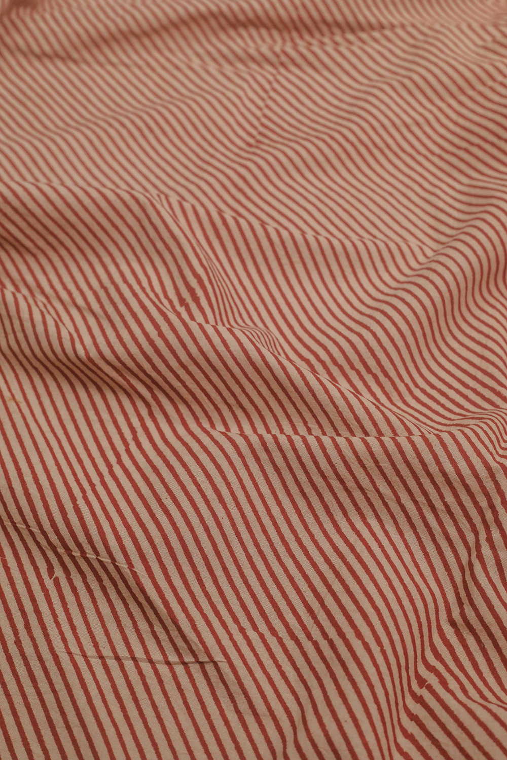 Maroon Line Pattern Bagru Cotton Fabric - Image 2