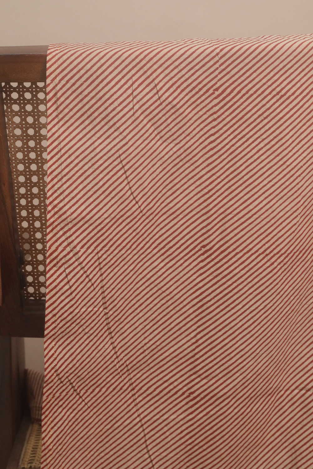 Maroon Line Pattern Bagru Cotton Fabric - Image 3