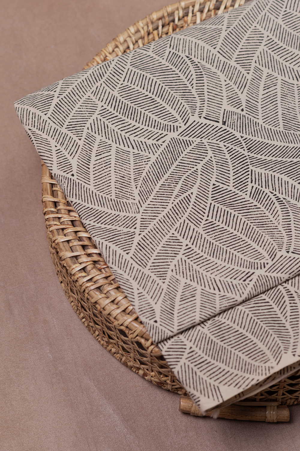 Linear Leaf Bagru Cotton Fabric