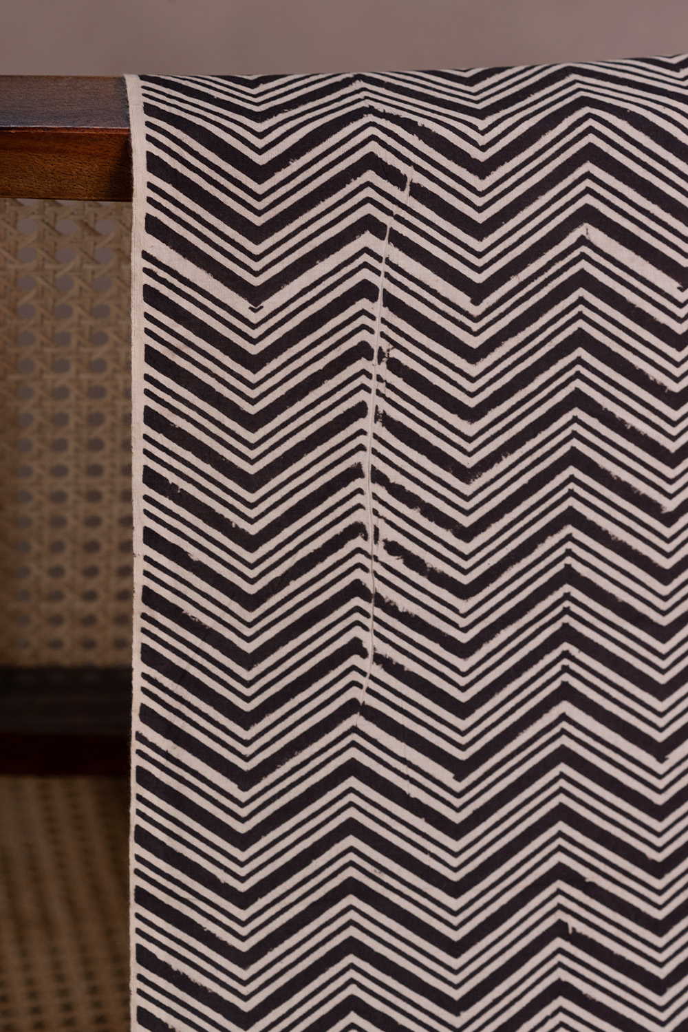 Chevron - Black Bagru Cotton Fabric - 0.5m - Image 2