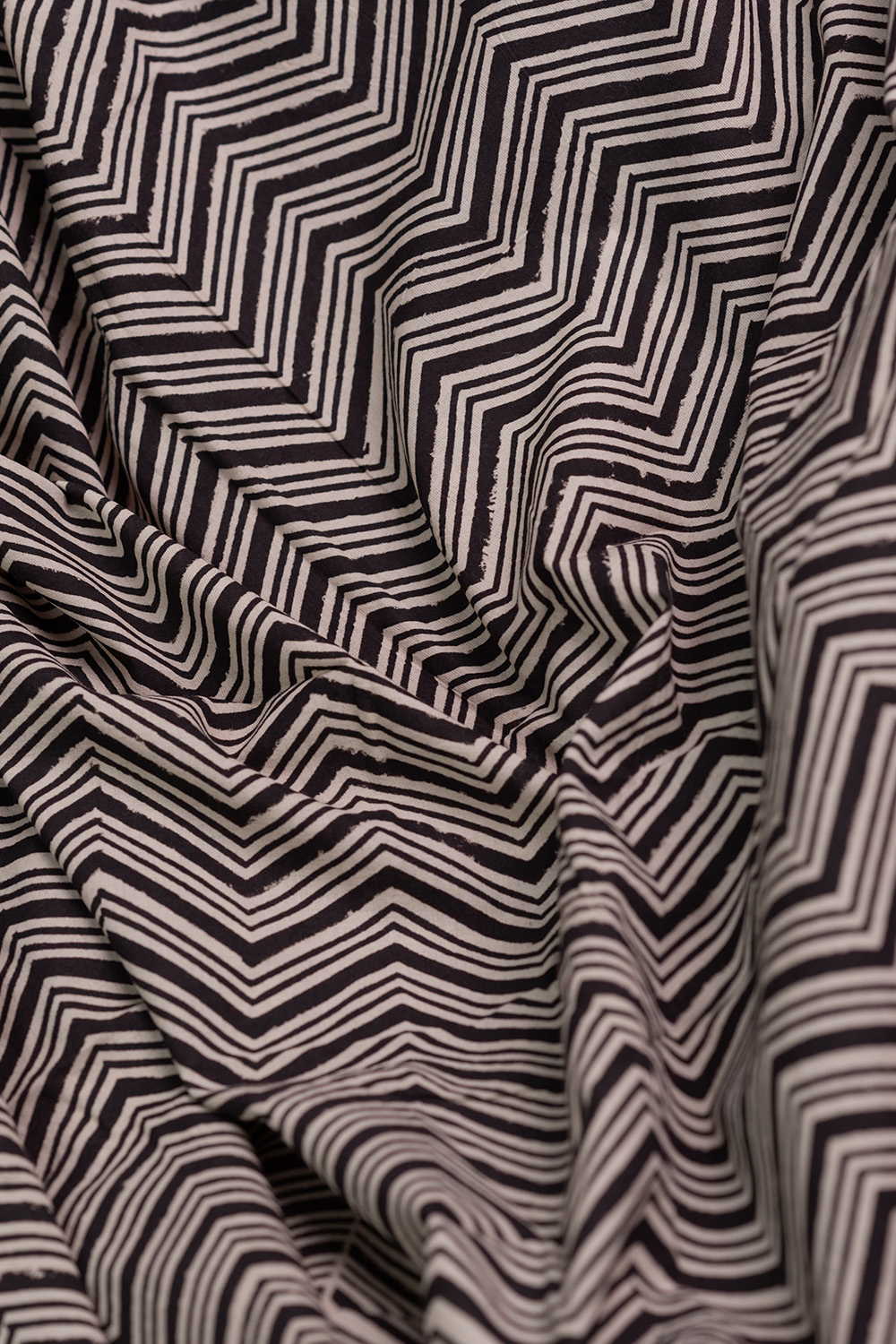 Chevron - Black Bagru Cotton Fabric - 0.5m - Image 3