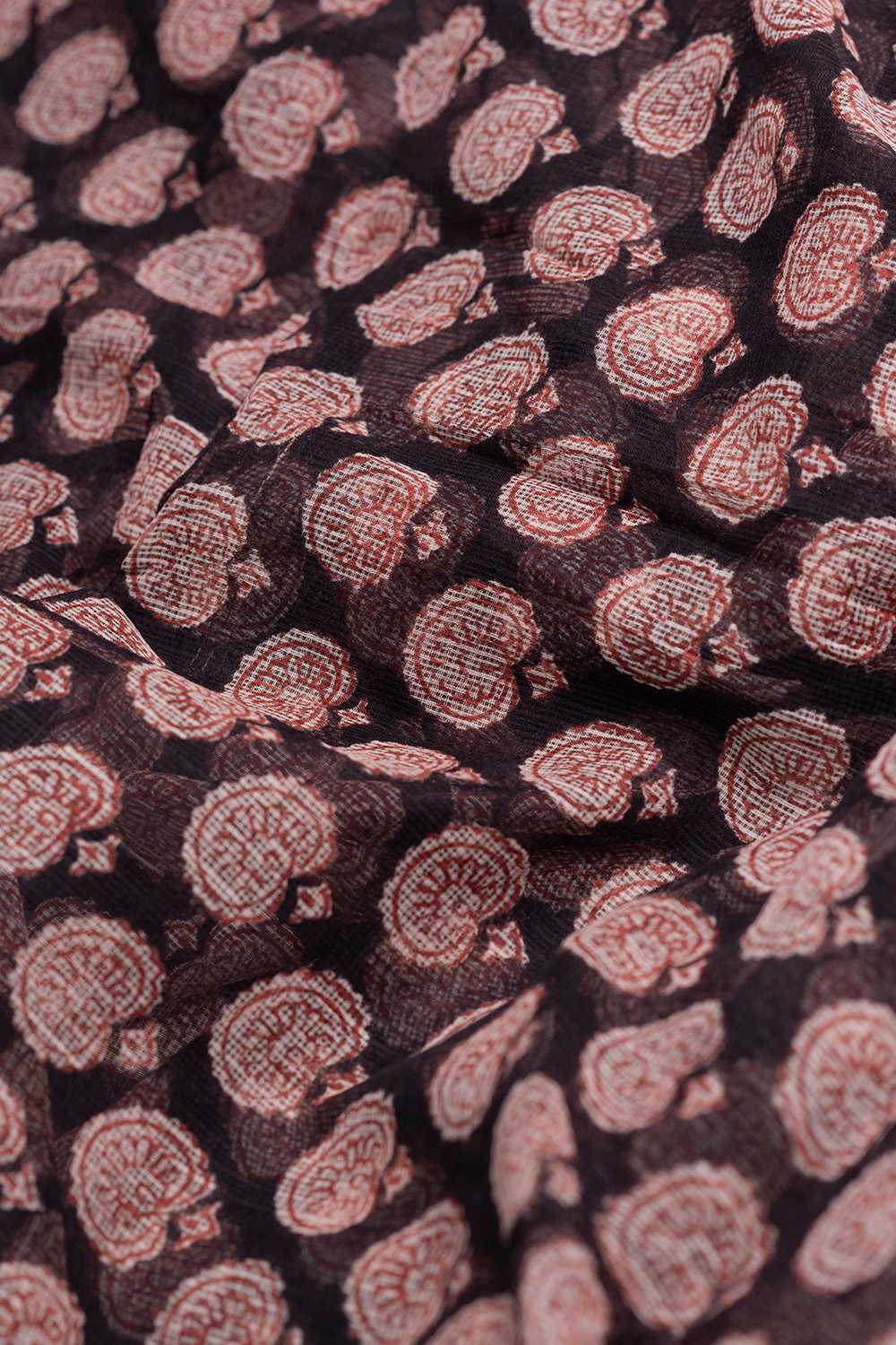 Maroon Butta - Black Bagru Kota Cotton Fabric - Image 3