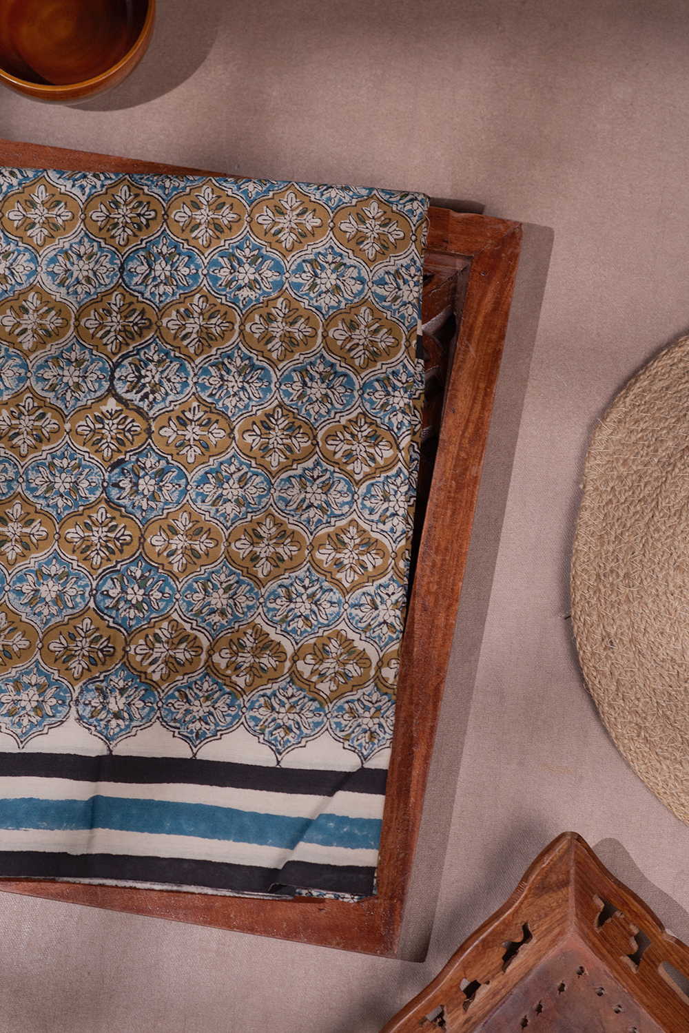Symmetric Pattern Bagru Mul Cotton saree