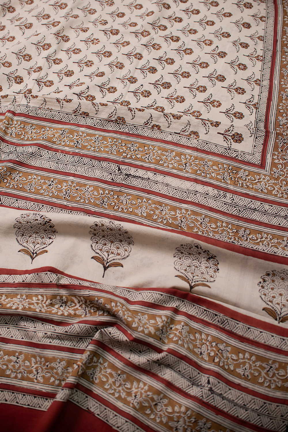 Lighter Beige - Bagru Mul Cotton saree - Image 3