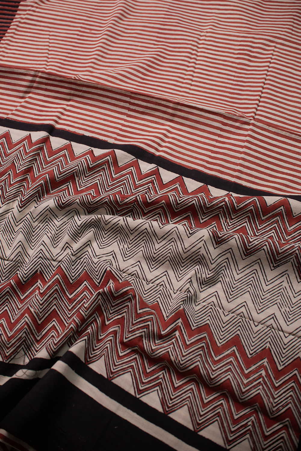 Maroon Stripes - Bagru Mul Cotton saree - Image 3