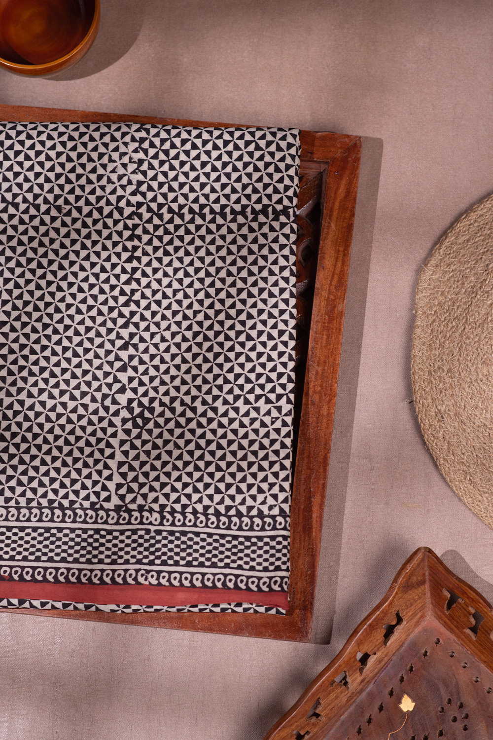 Geometric Pattern Bagru Mul Cotton saree