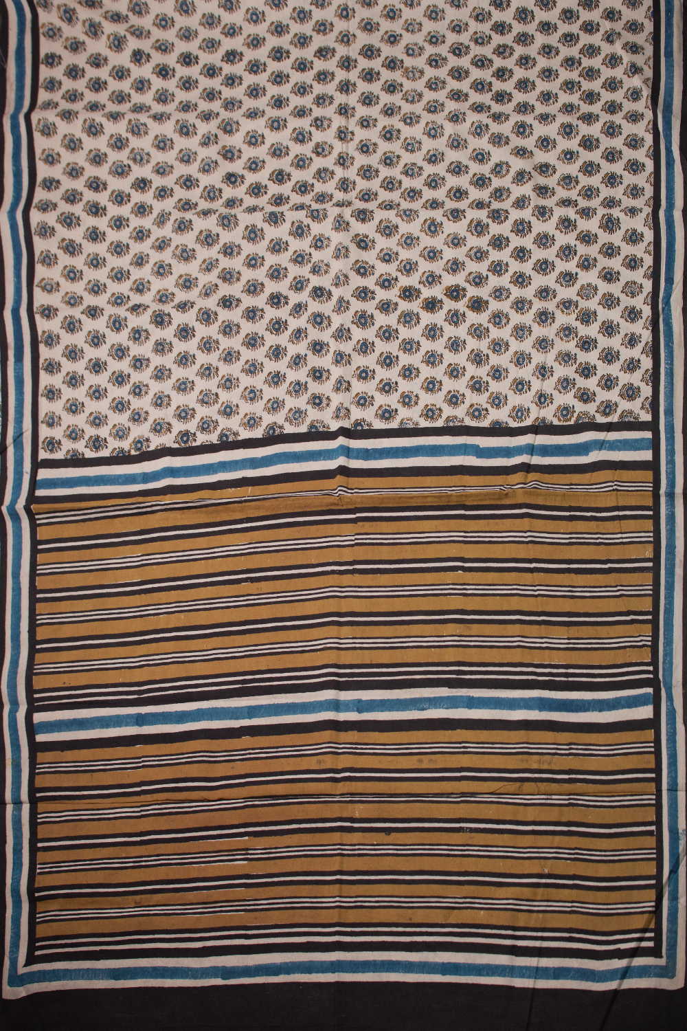 Beige Bagru Mul Cotton saree - Image 2