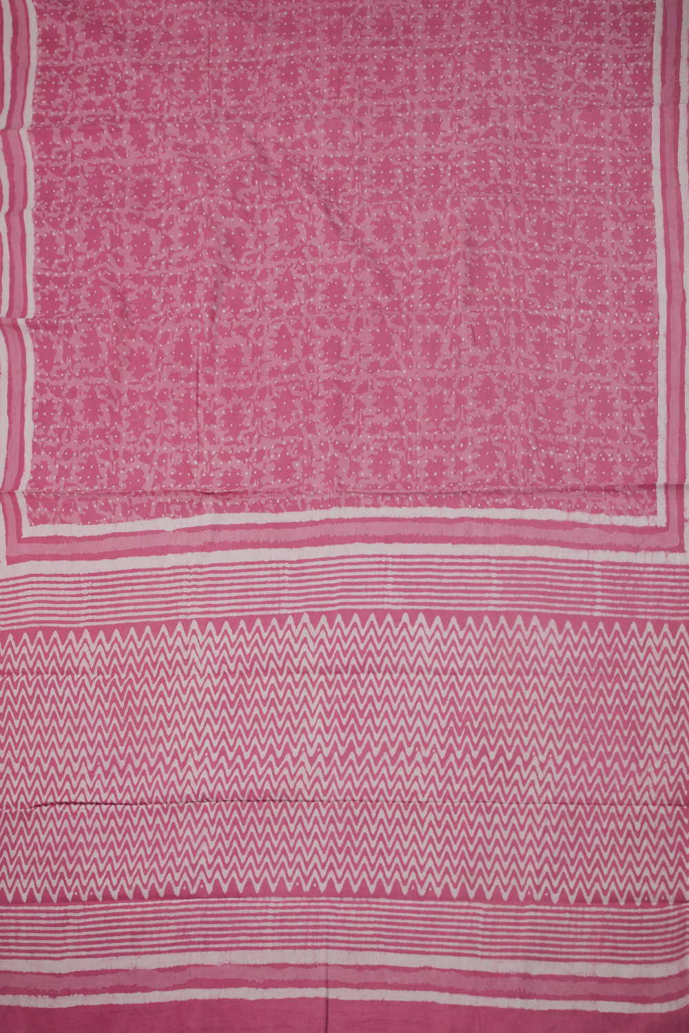 Floral Pattern Pink Dabu Mul Cotton saree - Image 2