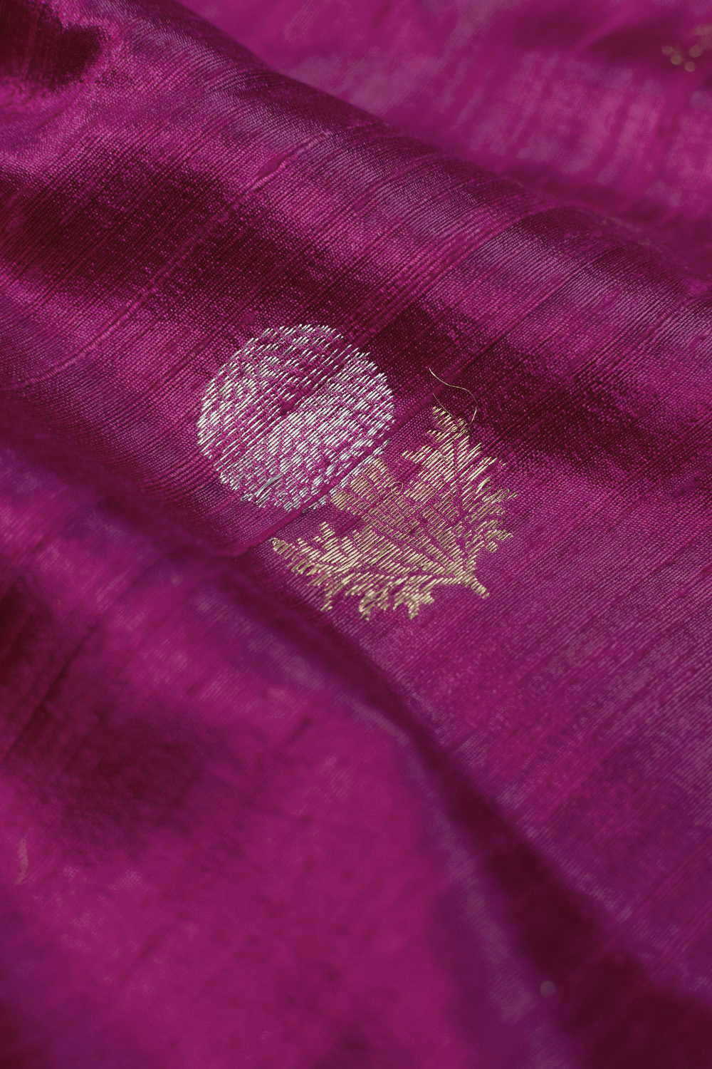 Deep Magenta with Traditional Motifs Banarasi Silk Fabric - Image 2