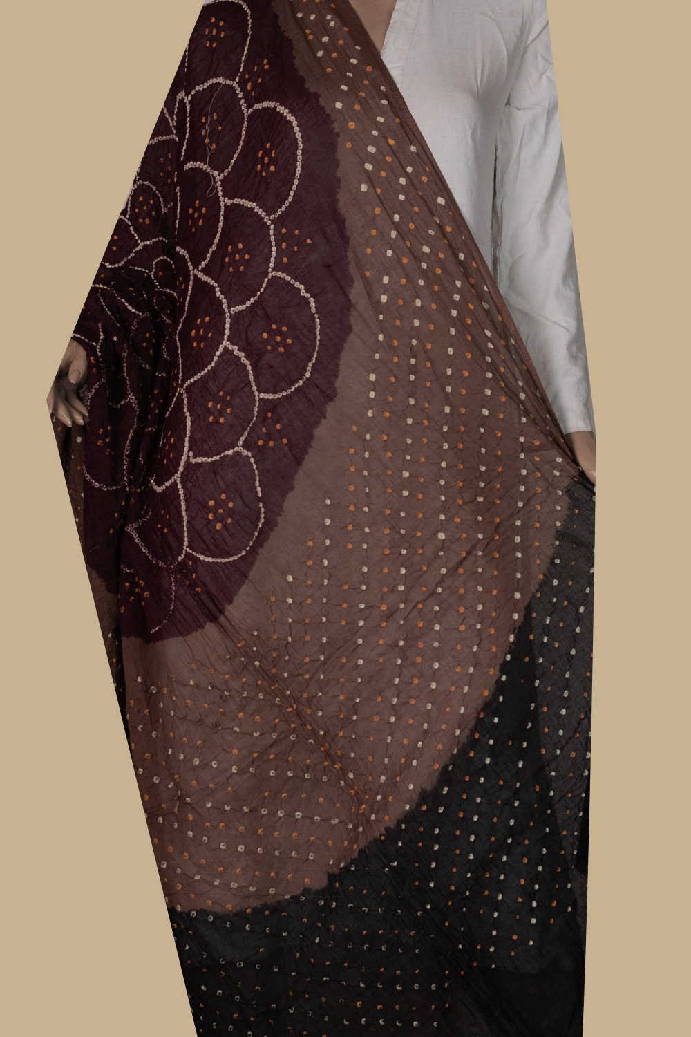 Soft Brown Bandhani Cotton Dupatta