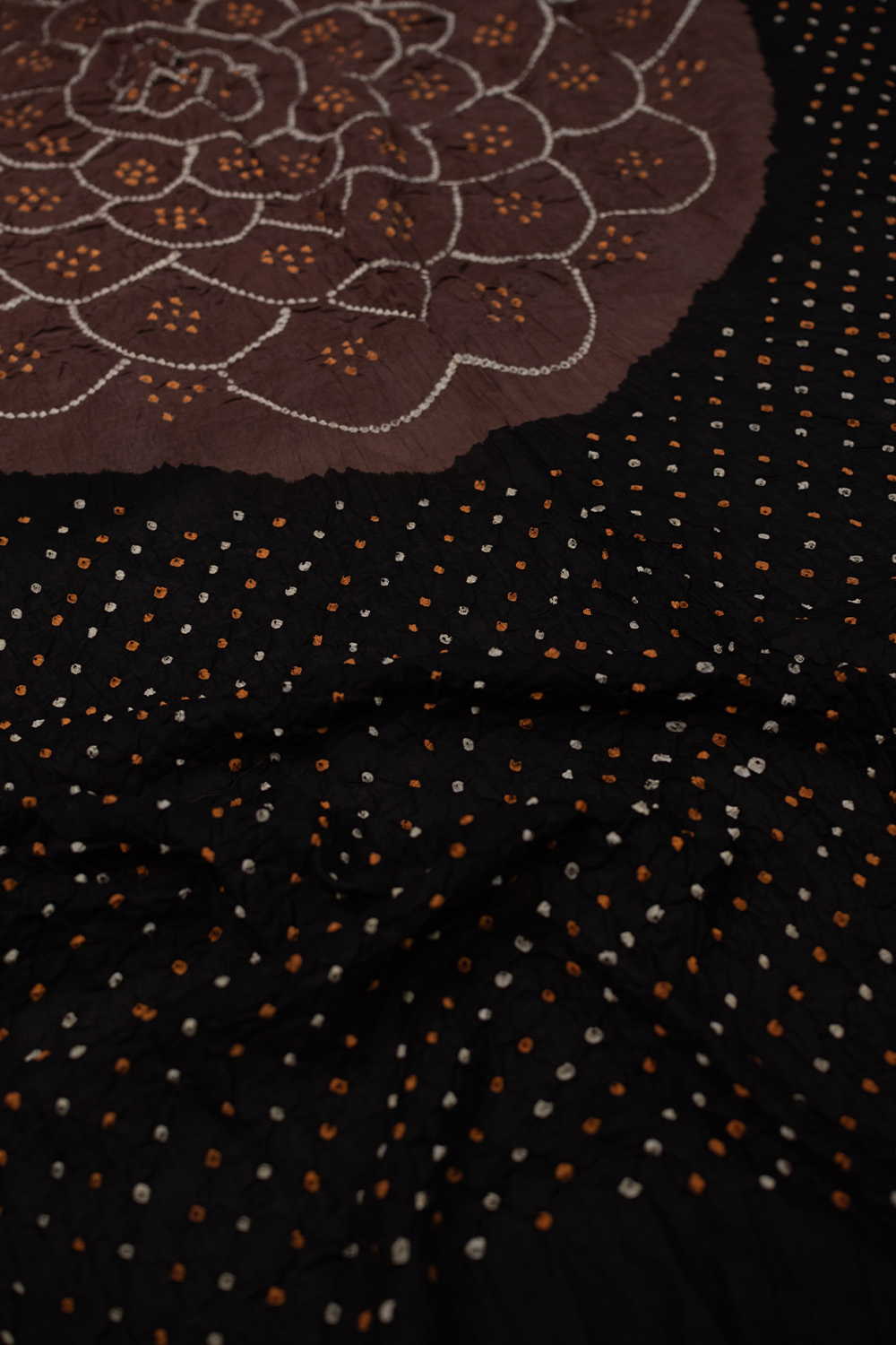 Brown with Black Bandhani Cotton Dupatta - Image 3