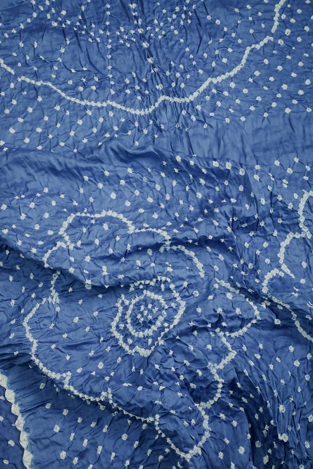 Deep Blue Bandhani Cotton saree - Image 3