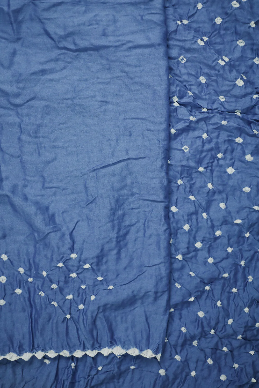 Deep Blue Bandhani Cotton saree - Image 4