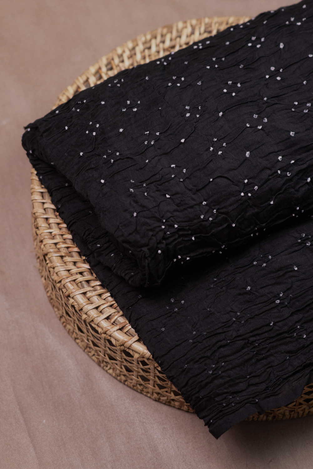 Moon Dot Bandhani Silk Cotton Fabric - Image 2