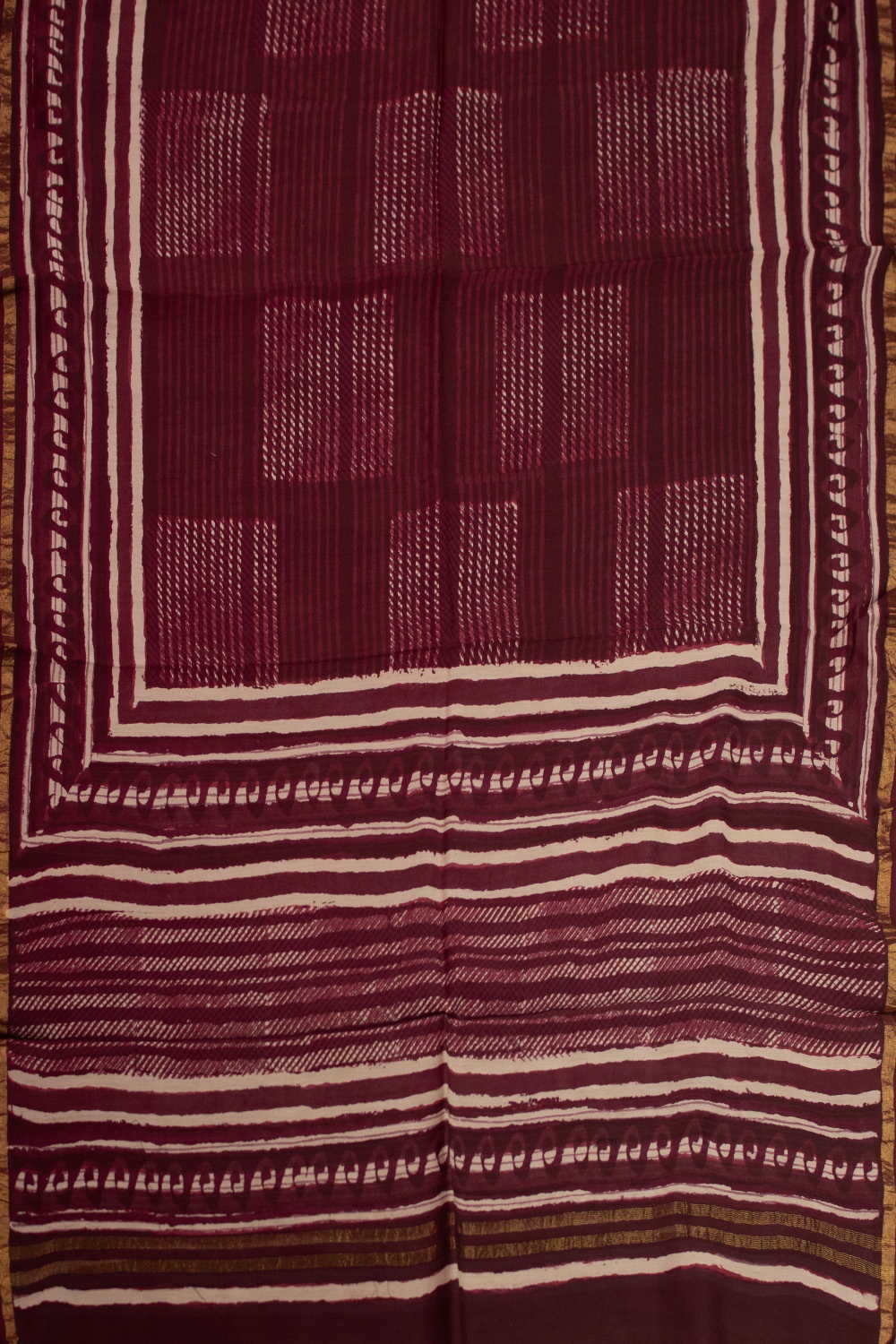 Sangria Maroon Block Printed Chanderi Dupatta - Image 3