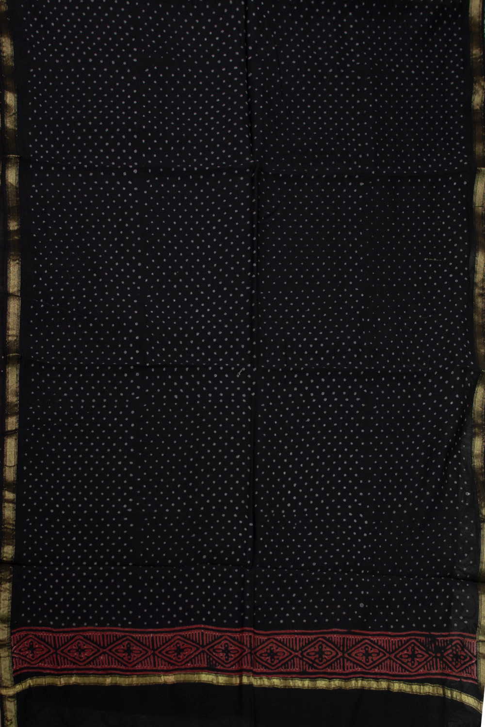 Dots on Black Block Printed Chanderi Dupatta - Image 3