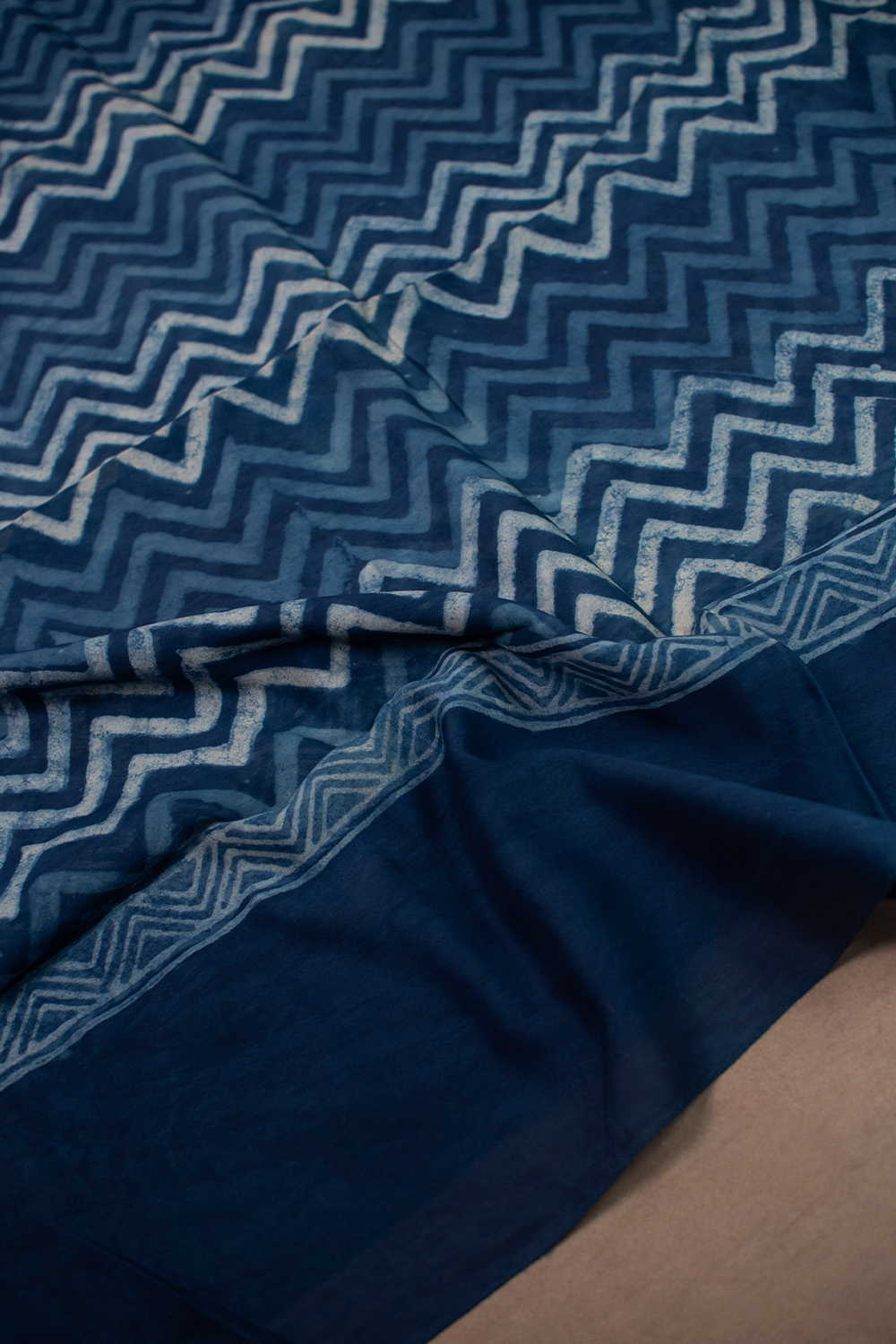 Indigo Block Printed Chanderi Dupatta - Image 2