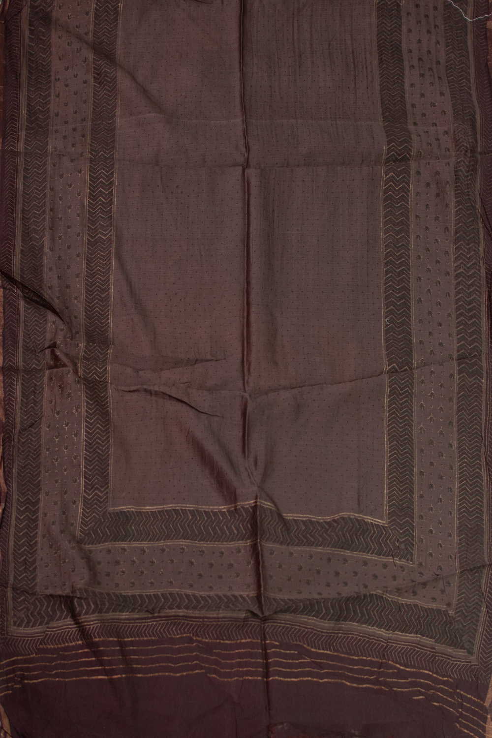 Midnight Brown Block Printed Chanderi Dupatta - Image 3