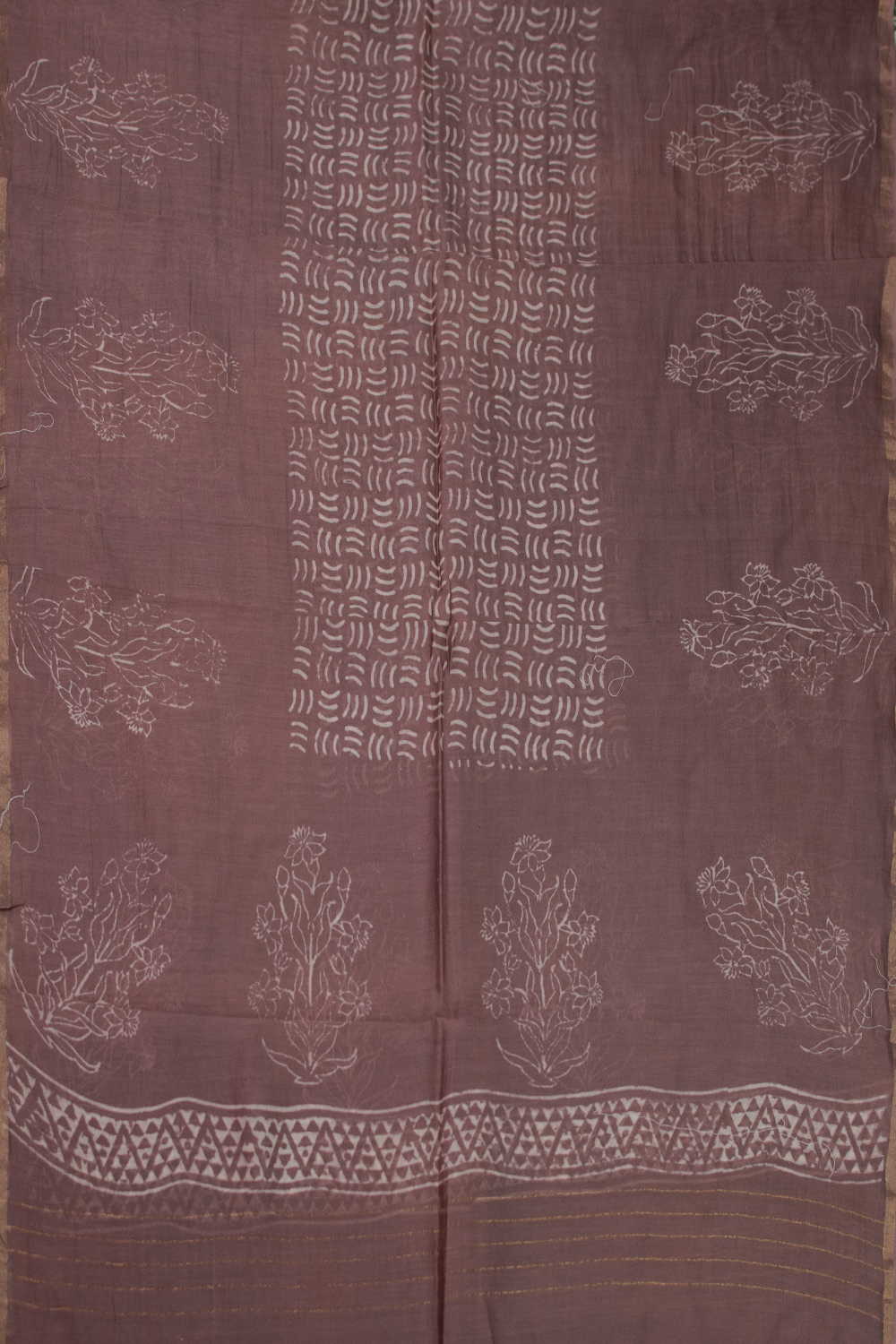 Shades of Brown Block Printed Chanderi Dupatta - Image 3