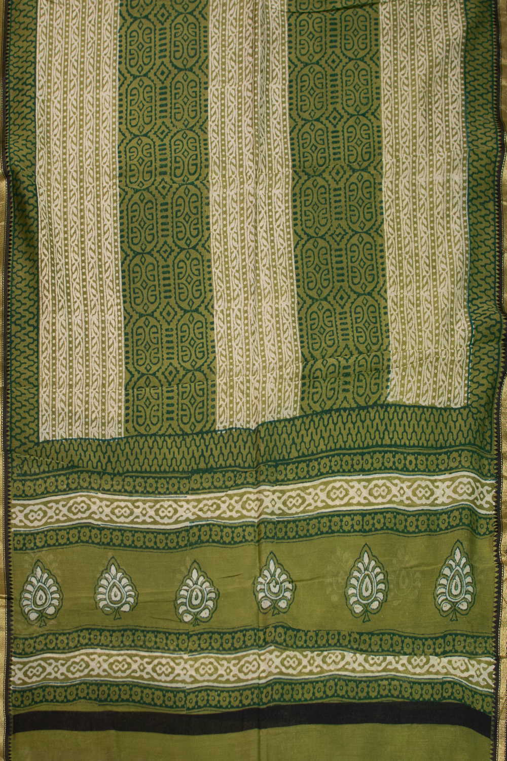 Green Block Printed Chanderi Dupatta - Image 3