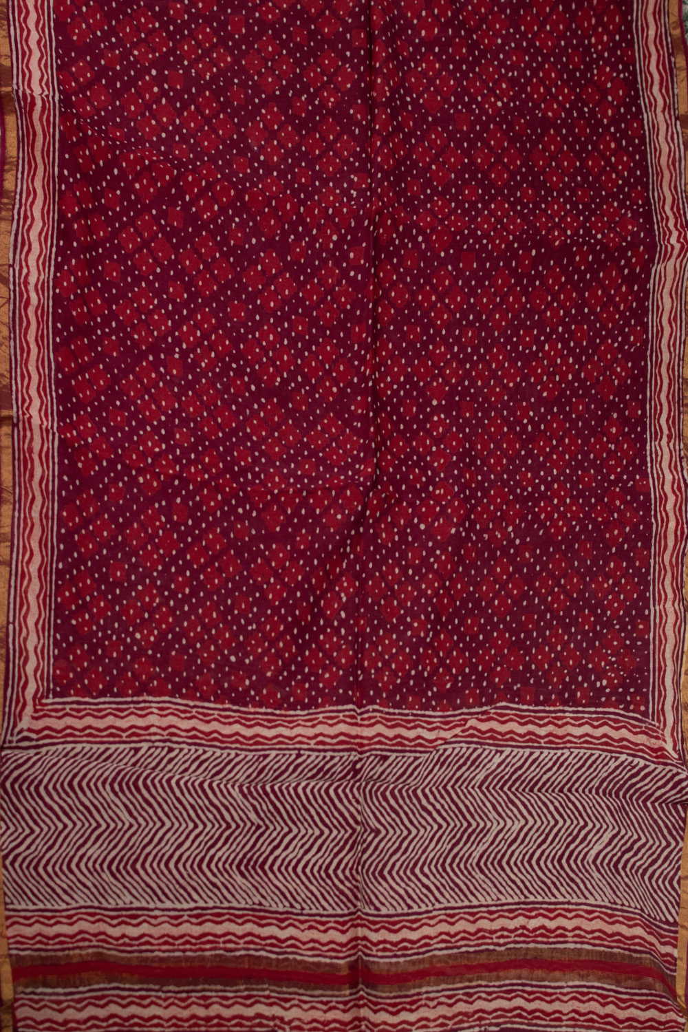 Shades of Maroon Block Printed Chanderi Dupatta - Image 3