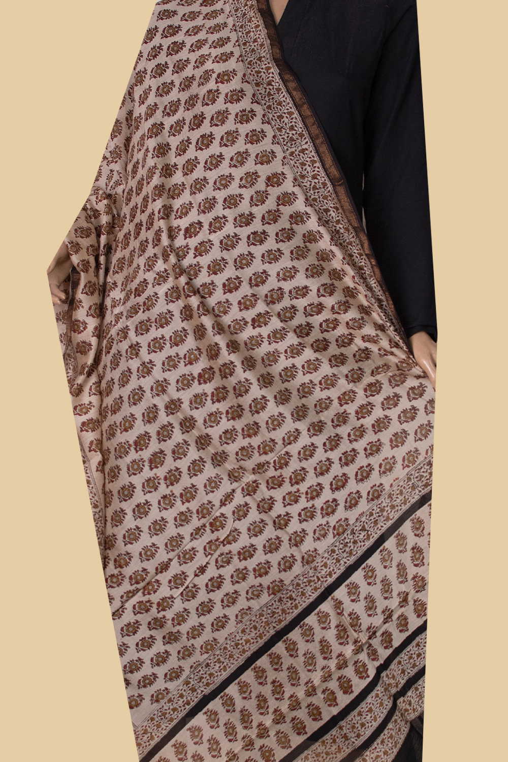 Little Motifs Block Printed Chanderi Dupatta