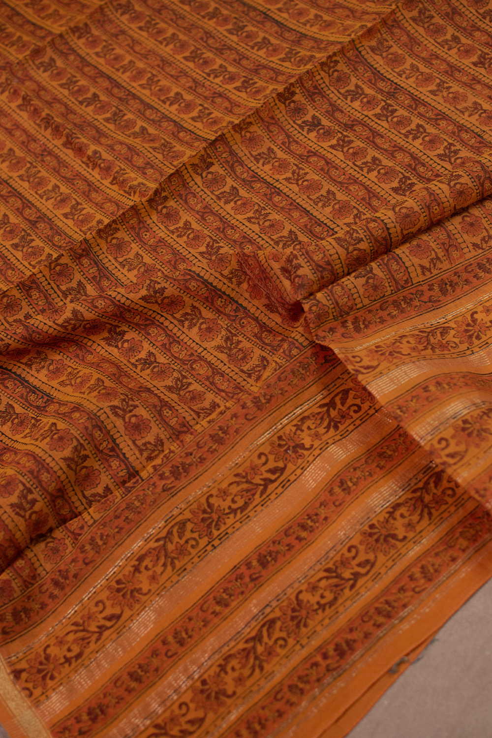 Orange Block Printed Chanderi Dupatta - Image 2
