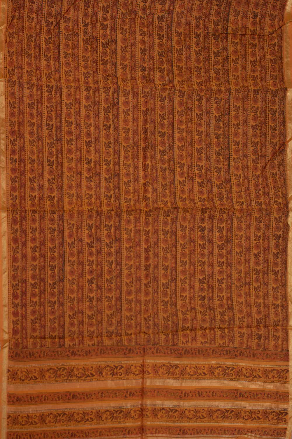 Orange Block Printed Chanderi Dupatta - Image 3